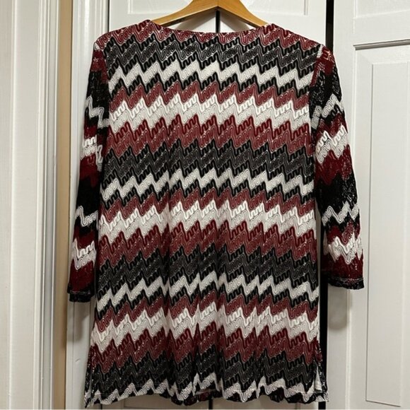 Alfred Dunner Chevron Patterned lined Women's Top 3/4 length sleeves size medium - Picture 6 of 8